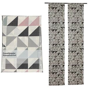 HEMTEX Geometric Pattern Decorative Narrow Panel Curtain Set 1.5’ x 7.9’